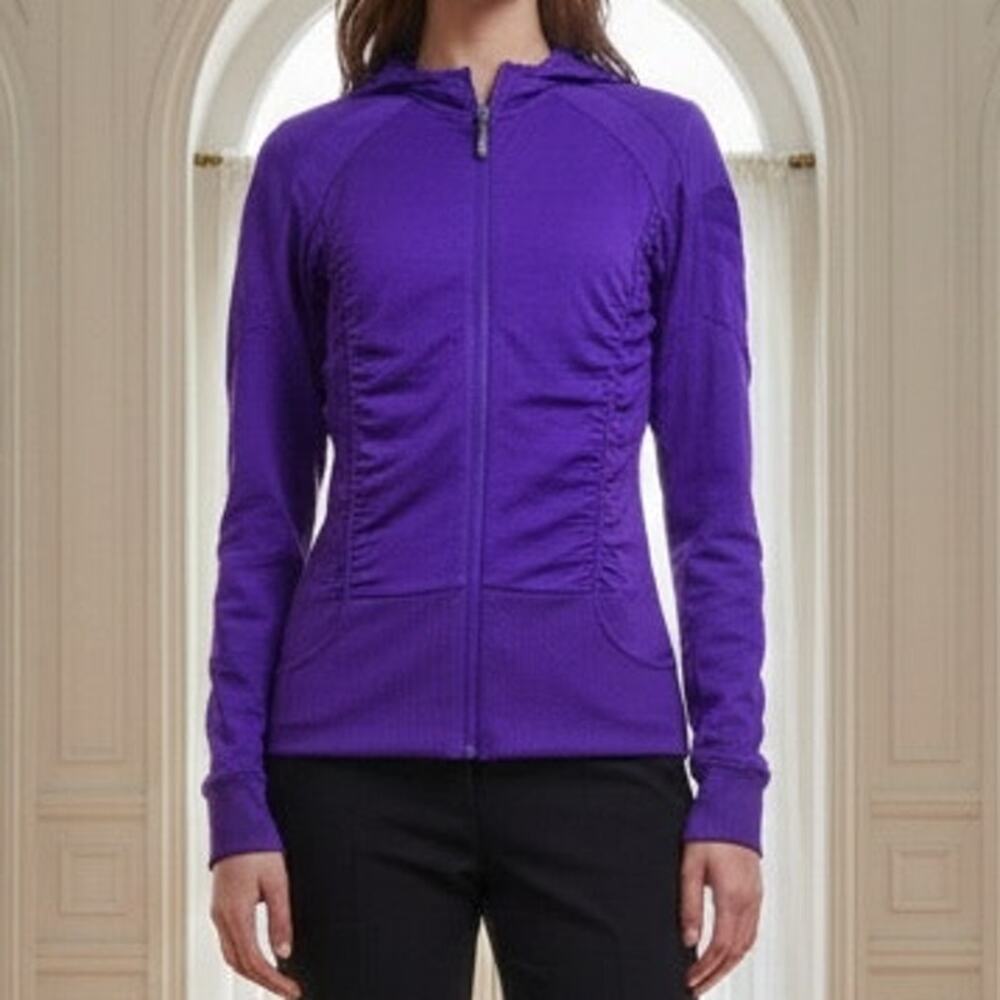 Athleta Purple Ruched Long Sleeve Zip Jacket Small